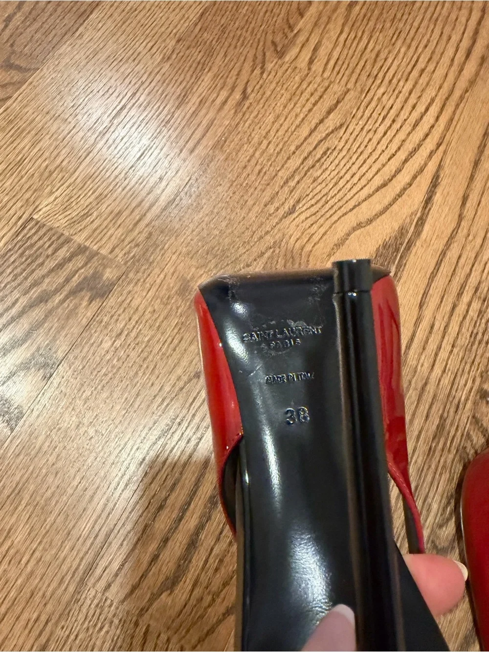 Saint Laurent Red Patent Pointed Slingback Pumps YSL - Picture 12 of 16